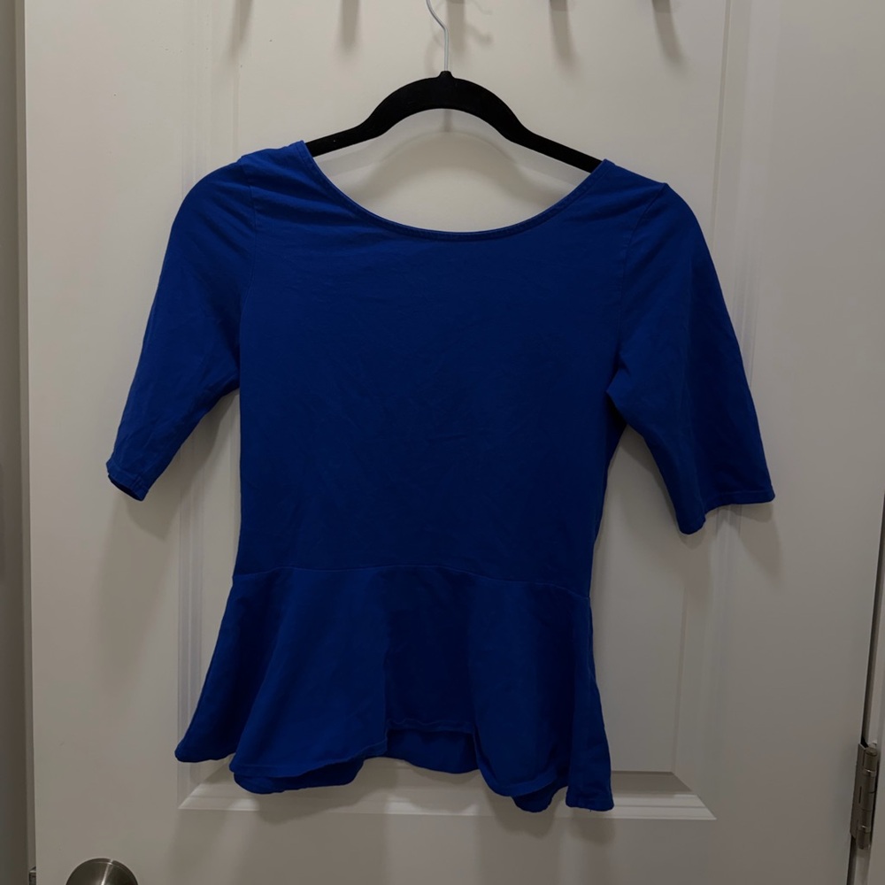 Aritzia Royal Blue Peplum Tee